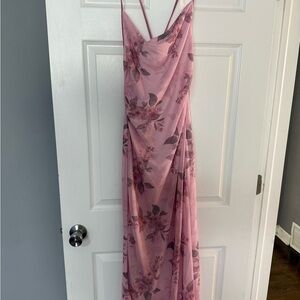 ROMWE Pink Floral Maxi Dress